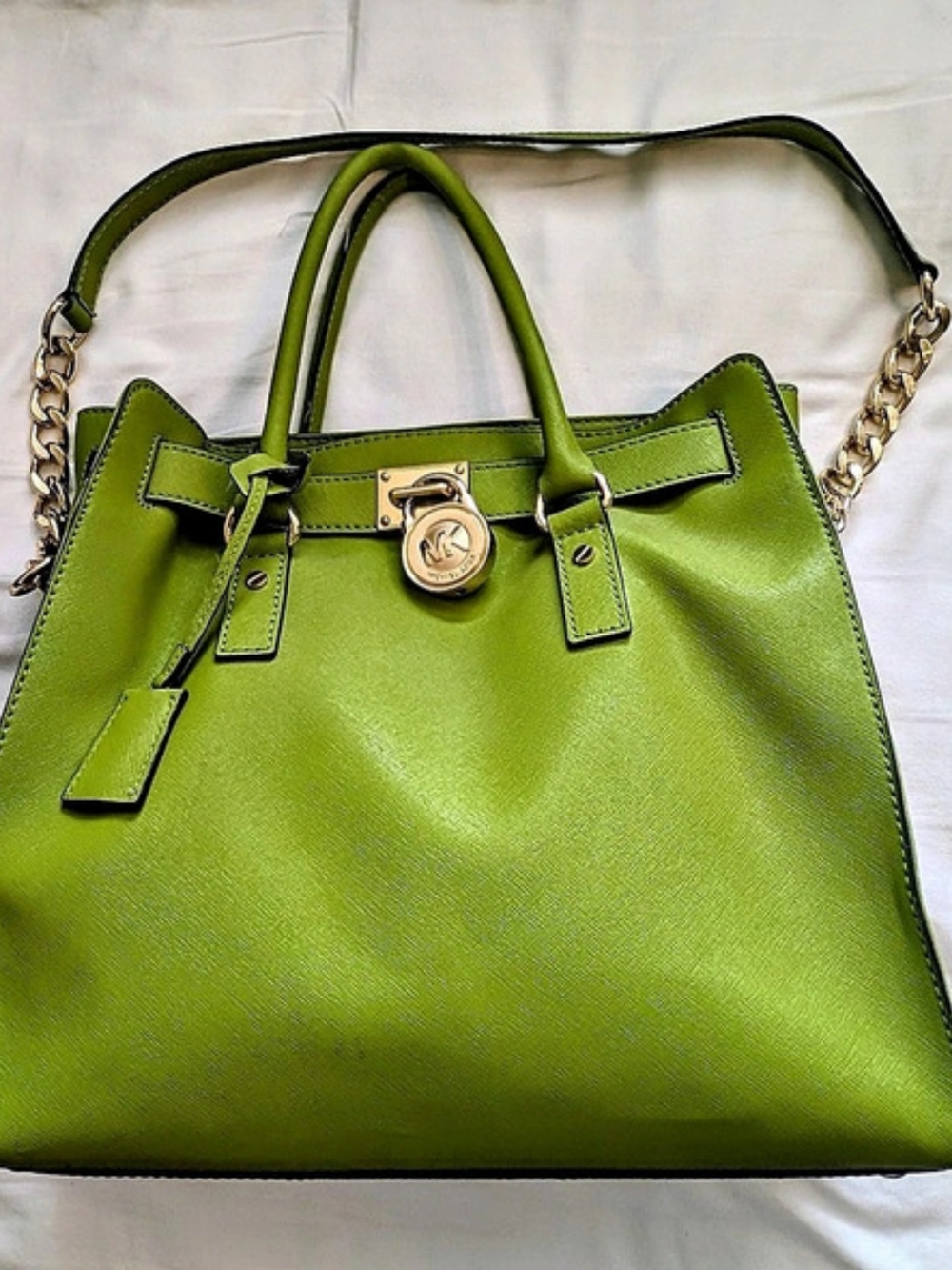 Michael Kors Hamilton Large Saffiano Leather Tote Bag Green